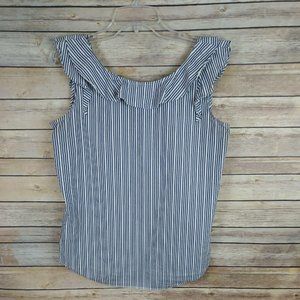 ❤a.n.a. Blouse Medium Blue White Striped Tank Top